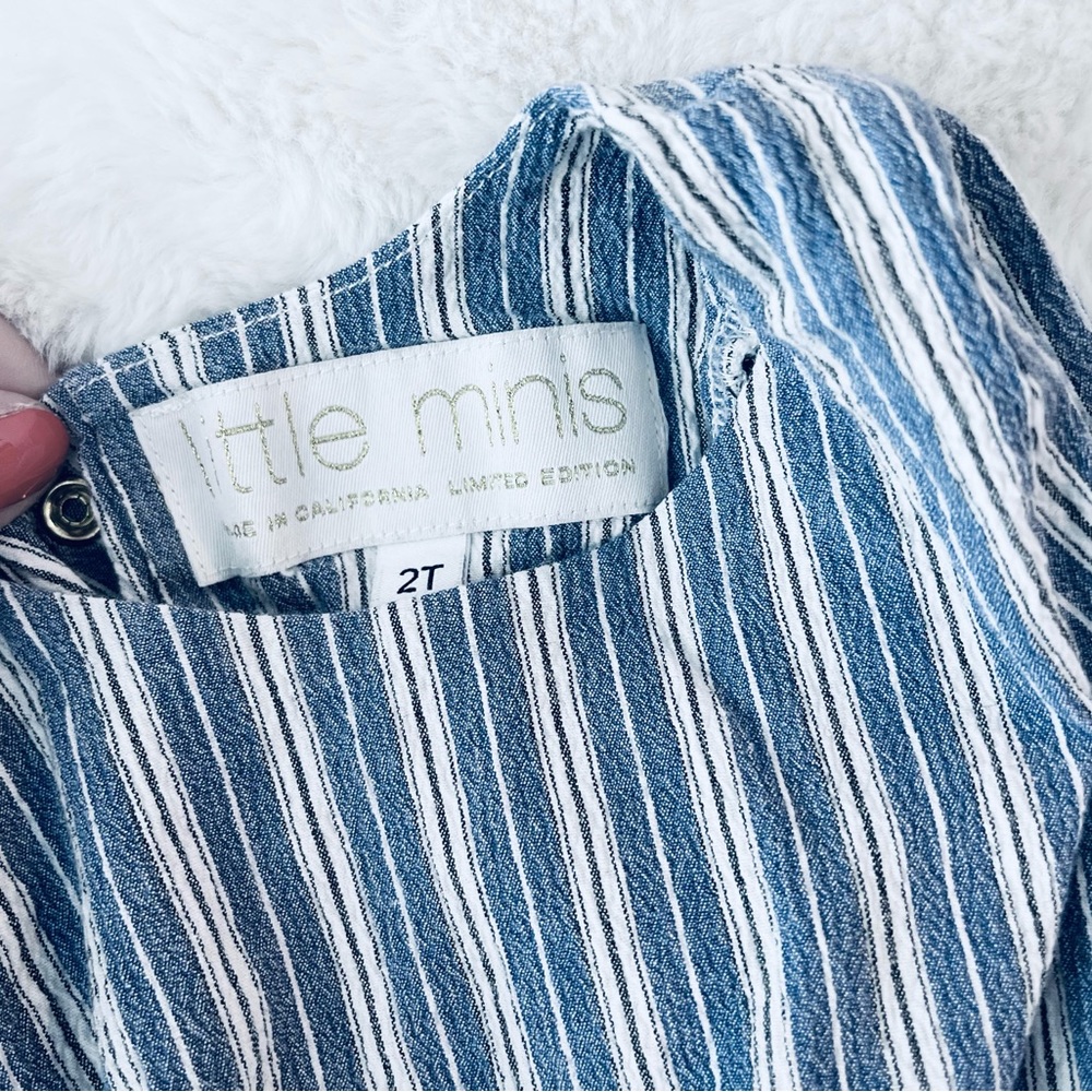LITTLE MINIS | 2T | RUFFLE BLUE & WHITE STRIPED DRESS - Picture 3 of 6